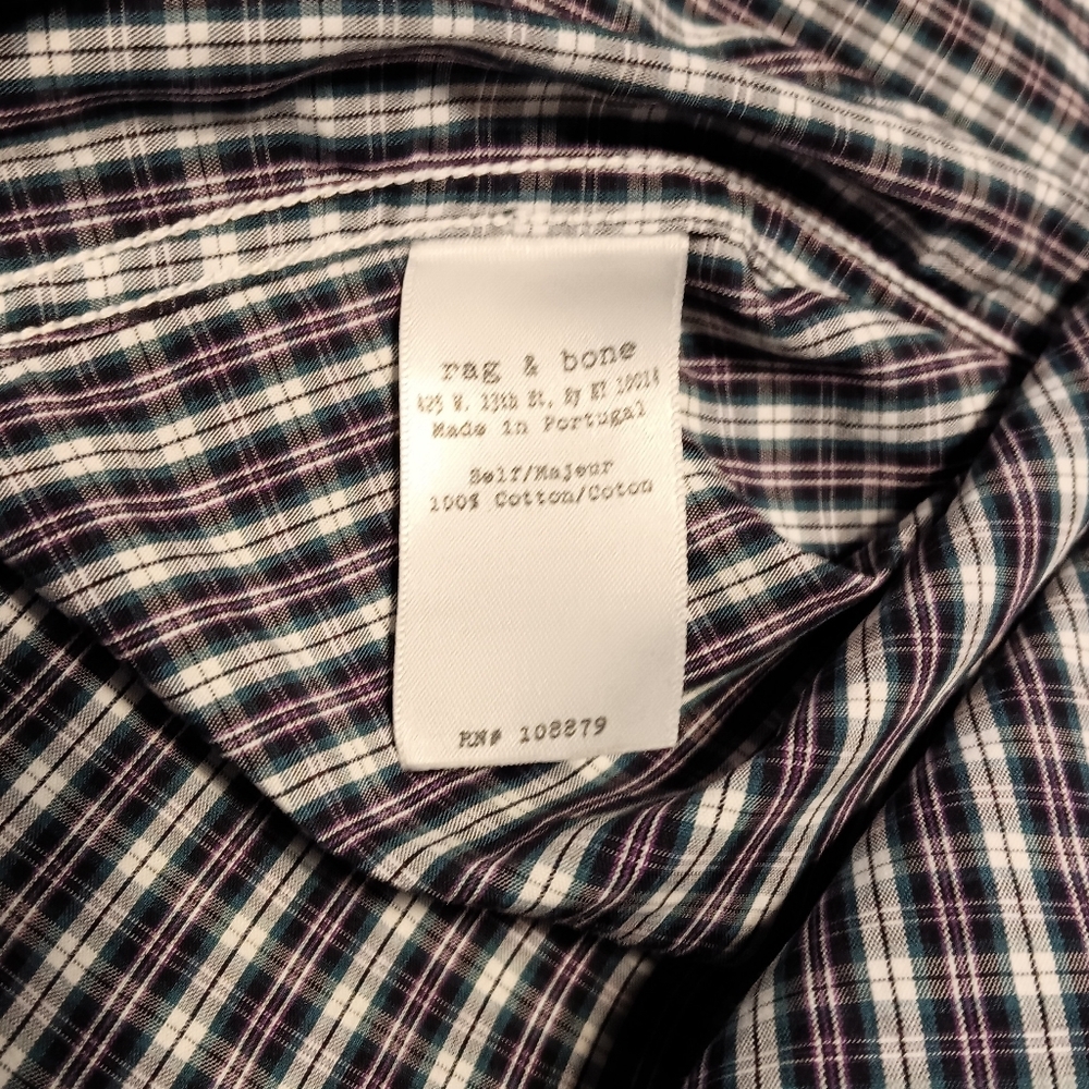 Rag & Bone Slim Fit Button Down Checked Shirt - Picture 5 of 6